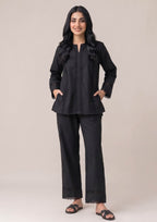 Straight leg black lawn trouser women bottoms by Mirasl for comfortable everyday wear