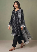 Mirasl Tassel Bloom Noir black lawn suit with dupatta in ready to wear 3 piece stitched style