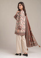 Side view of Terracotta Floral women's lawn suit from the fasl-e-rang collection by Mirasl
