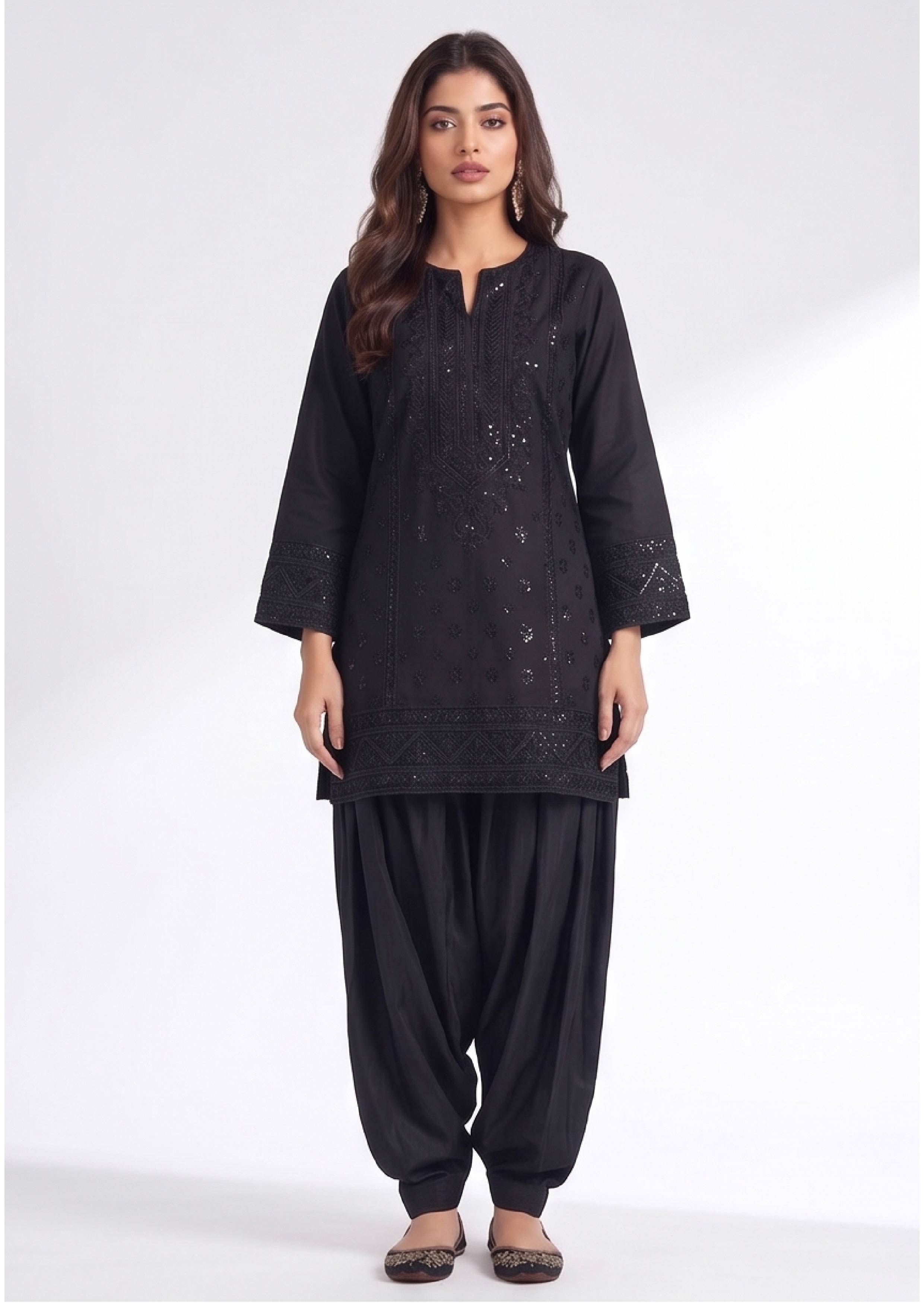 Traditional black balloon shalwar women bottoms by Mirasl for office wear casual wear and modest styling
