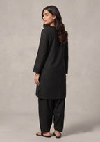Traditional black shalwar women bottoms by Mirasl for office wear casual wear and modest styling