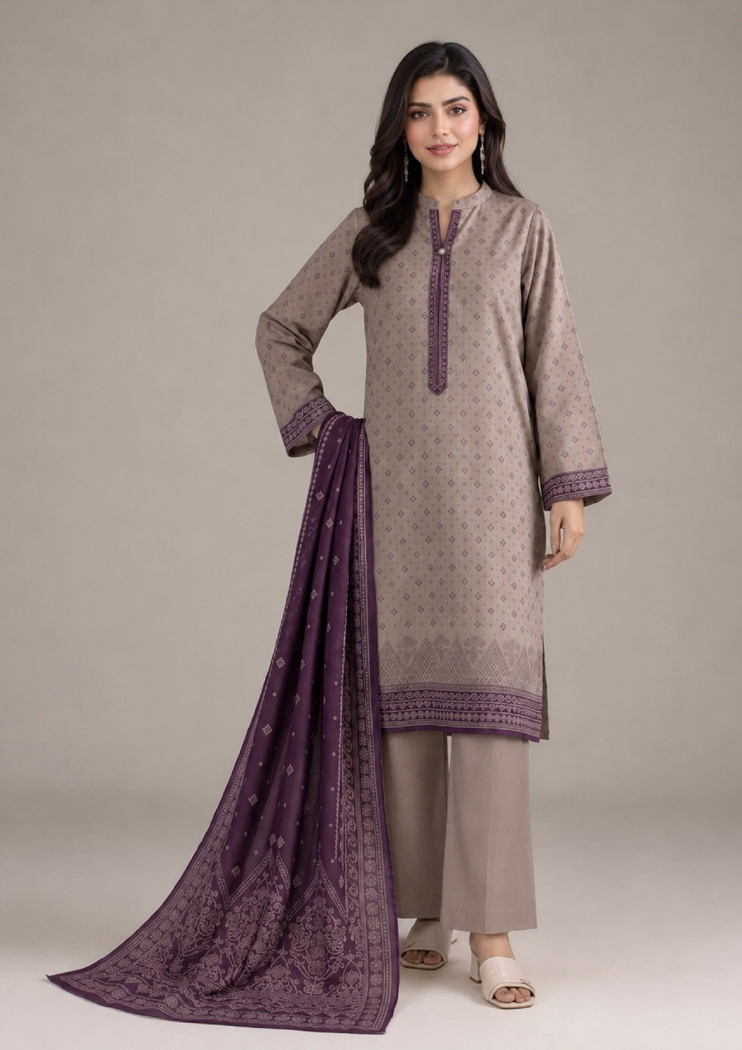 Product image 01 for 3 Piece Stitched Lawn Suit by Mirasl.