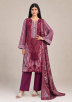 Front view of Velvet Rose women's lawn suit from the fasl-e-rang collection by Mirasl