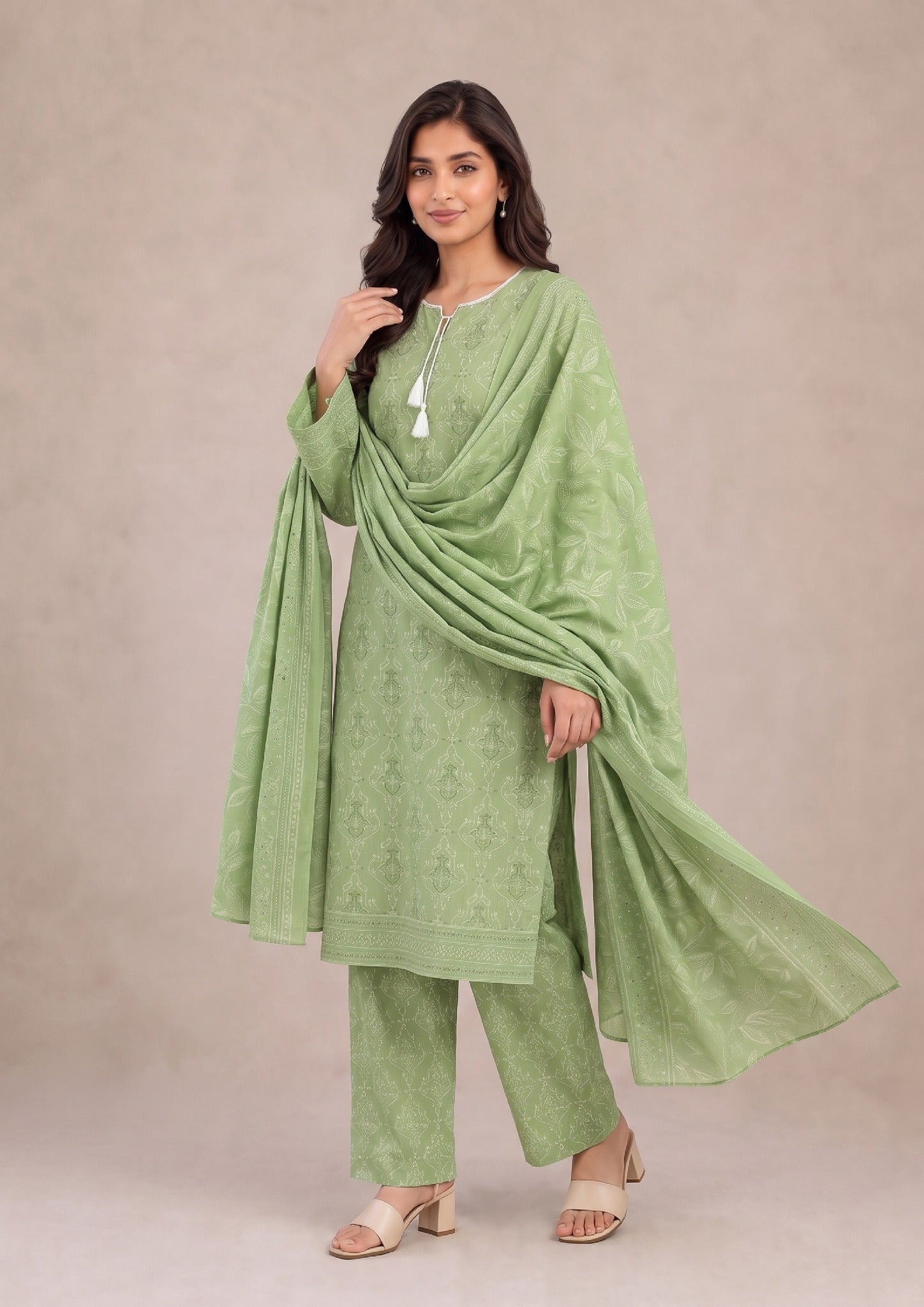 Verdant Ensemble - 3 Piece Stitched Lawn Suit - Fasl-e-Rang - Mirasl