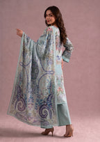 Back view of Whimsical Garden women's lawn suit from the fasl-e-rang collection by Mirasl